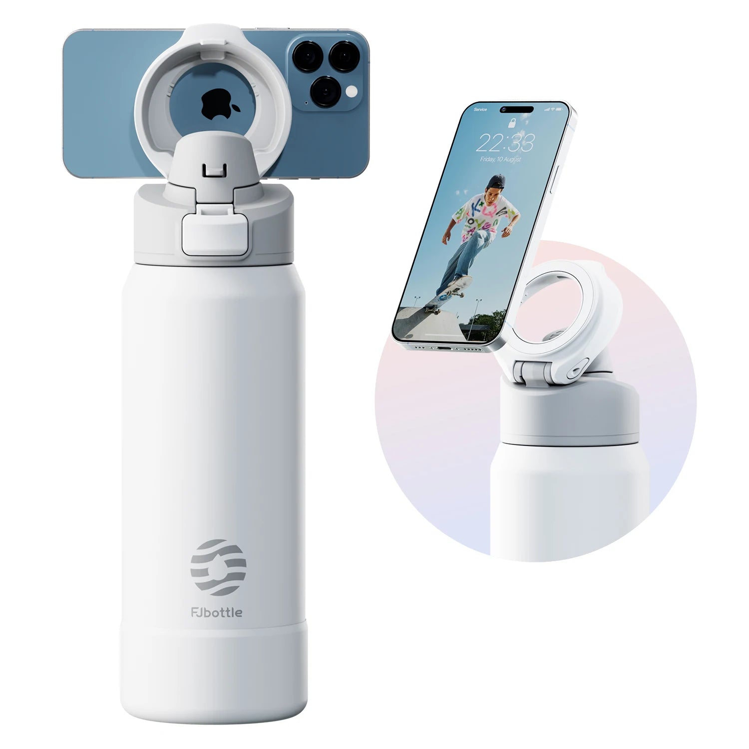 Water Bottle with Magnetic Phone Holder Stainless