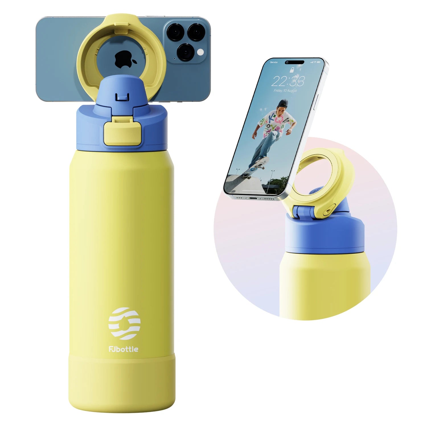 Water Bottle with Magnetic Phone Holder Stainless