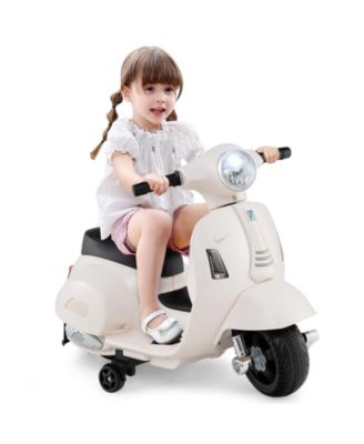 Licensed Vespa 6V Rechargeable Battery Ride-On Motorcycle with Training Wheels, Ages 18-36 Months