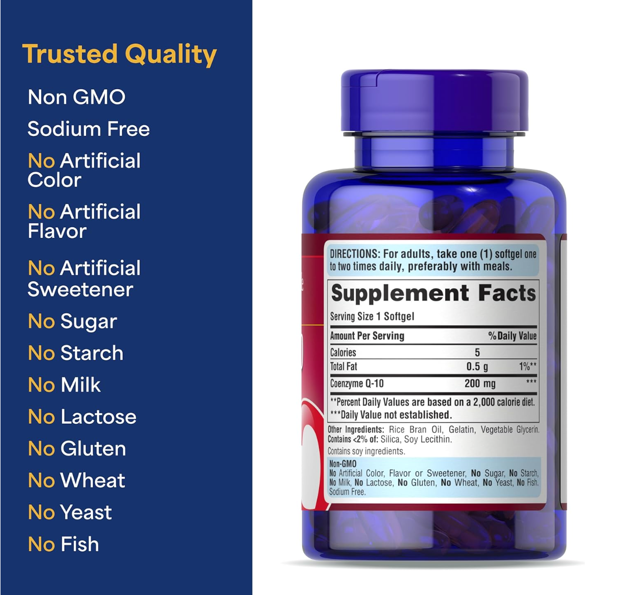 Puritan's Pride Coenzyme CoQ10 200mg, Dietary Supplement for Heart Health, Blood Pressure.