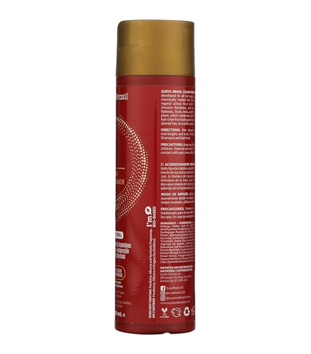 Surya Brasil Color Fixation Restorative Conditioner - 98% Natural Ingredients, Deep Hydration, Detangling, Color Protection, 8.45 oz