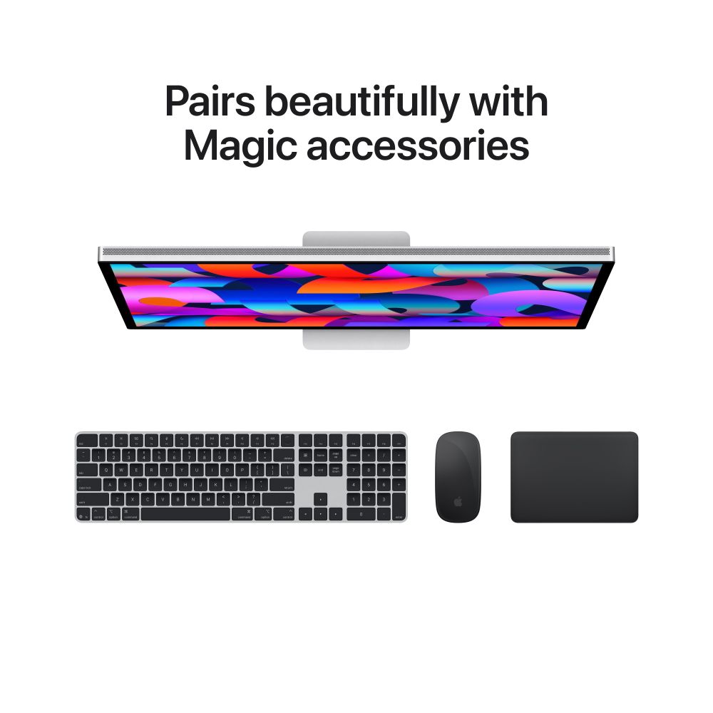 Apple Studio Display 27-Inch 5K Retina Computer Monitor with Standard Glass, Tilt and Height Adjustable Stand, Thunderbolt 5, USB-C Ports, Built-In 12MP Camera and Six-Speaker System, Silver, MFEW4LL/A