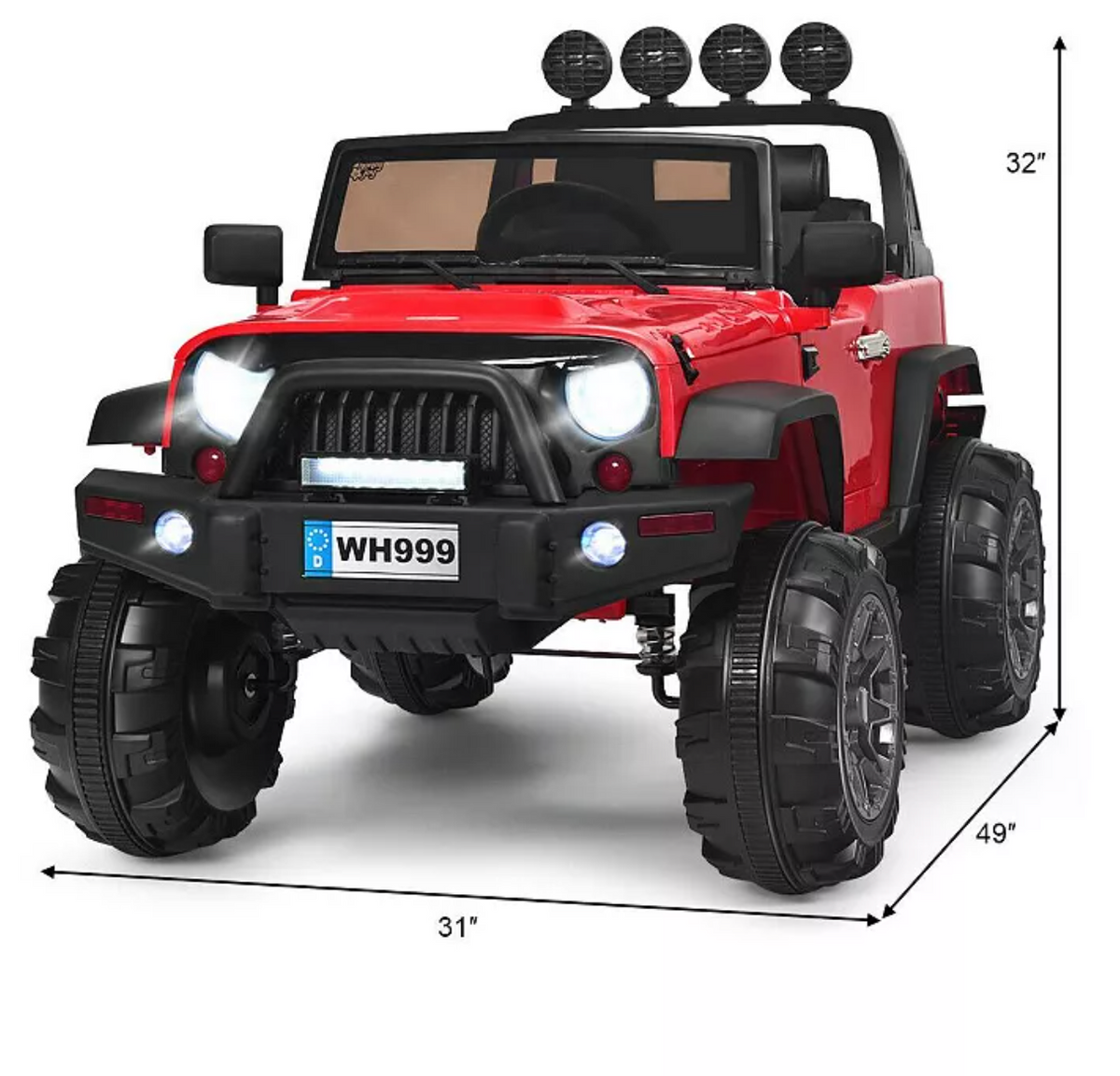 12V Remote Control Ride-On Car, 49"L x 31"W x 32"H, Ages 3-7