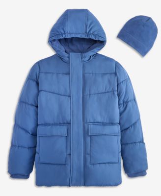 Boys' 6-16 Solid Quilted Puffer Hooded Coat and Hat (while supplies last)